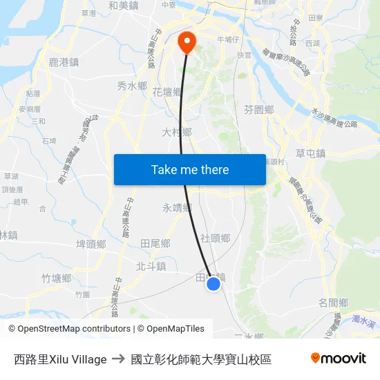 西路里Xilu Village to 國立彰化師範大學寶山校區 map