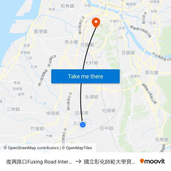復興路口Fuxing Road Intersection to 國立彰化師範大學寶山校區 map