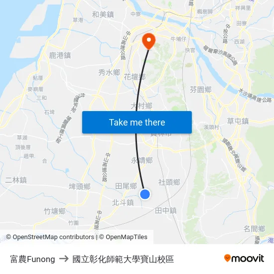 富農Funong to 國立彰化師範大學寶山校區 map