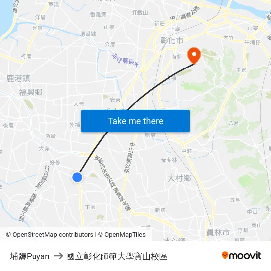 埔鹽Puyan to 國立彰化師範大學寶山校區 map