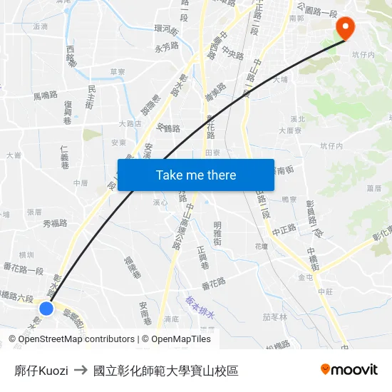 廓仔Kuozi to 國立彰化師範大學寶山校區 map