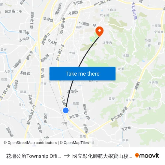 花壇公所Township Office to 國立彰化師範大學寶山校區 map