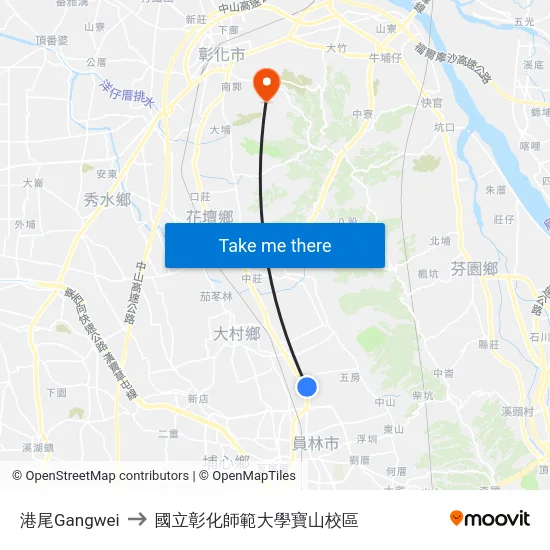 港尾Gangwei to 國立彰化師範大學寶山校區 map