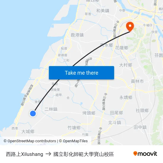 西路上Xilushang to 國立彰化師範大學寶山校區 map