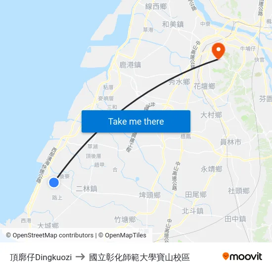 頂廓仔Dingkuozi to 國立彰化師範大學寶山校區 map