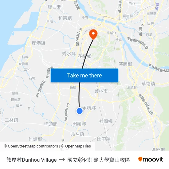 敦厚村Dunhou Village to 國立彰化師範大學寶山校區 map