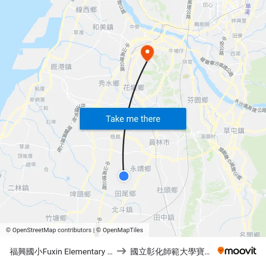 福興國小Fuxin Elementary School to 國立彰化師範大學寶山校區 map