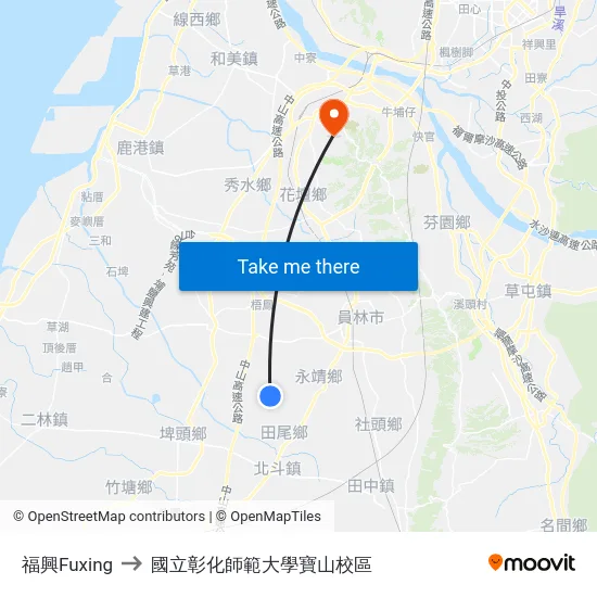 福興Fuxing to 國立彰化師範大學寶山校區 map