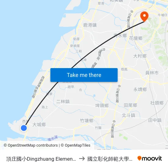 頂庄國小Dingzhuang Elementary School to 國立彰化師範大學寶山校區 map