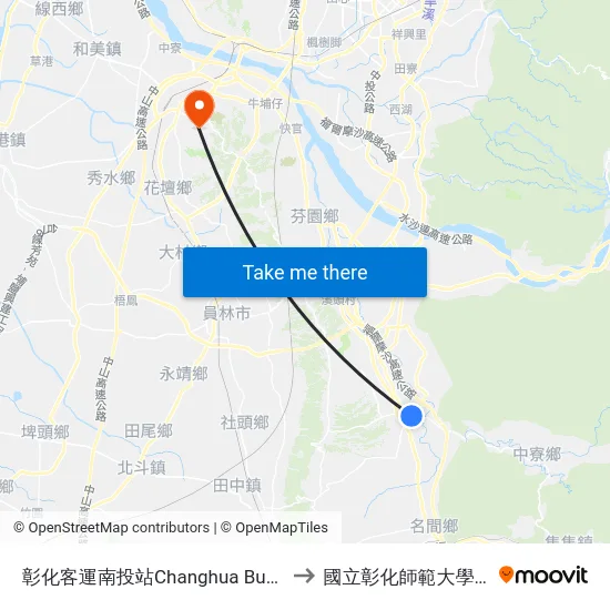 彰化客運南投站Changhua Bus Nantou Bus to 國立彰化師範大學寶山校區 map