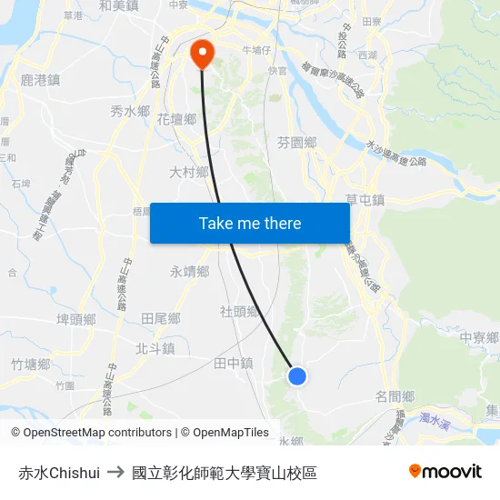 赤水Chishui to 國立彰化師範大學寶山校區 map