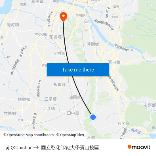 赤水Chishui to 國立彰化師範大學寶山校區 map