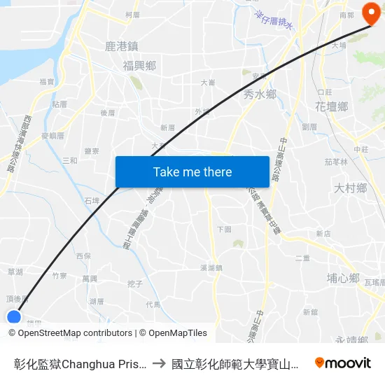 彰化監獄Changhua Prison to 國立彰化師範大學寶山校區 map