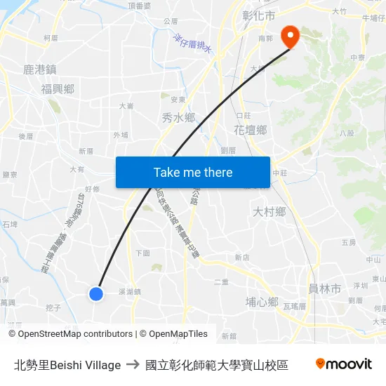 北勢里Beishi Village to 國立彰化師範大學寶山校區 map