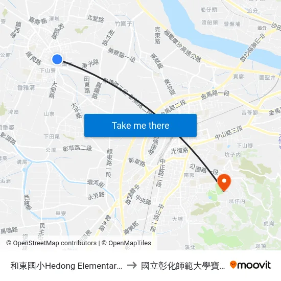 和東國小Hedong Elementary School to 國立彰化師範大學寶山校區 map