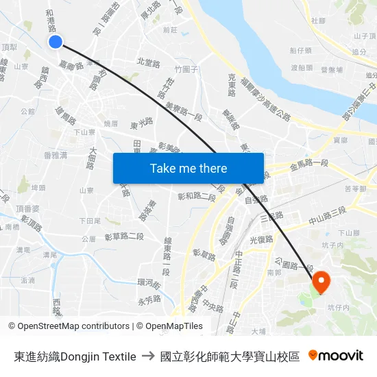東進紡織Dongjin Textile to 國立彰化師範大學寶山校區 map