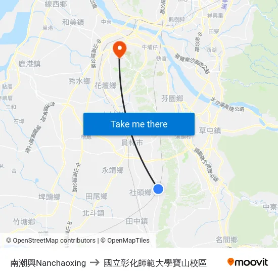 南潮興Nanchaoxing to 國立彰化師範大學寶山校區 map