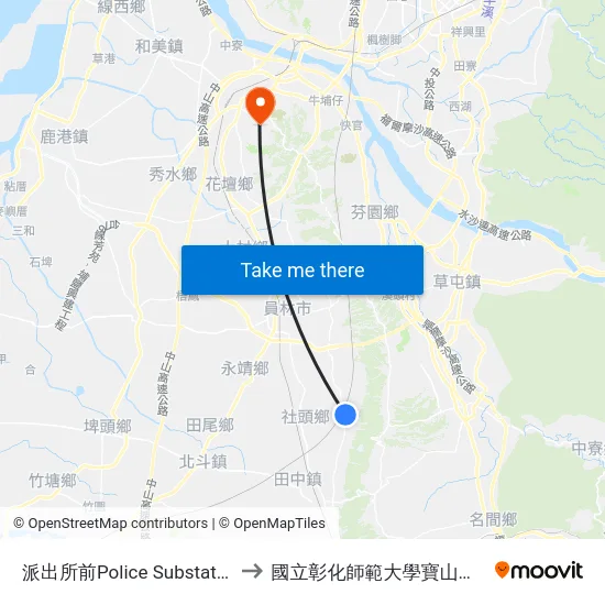 派出所前Police Substation to 國立彰化師範大學寶山校區 map