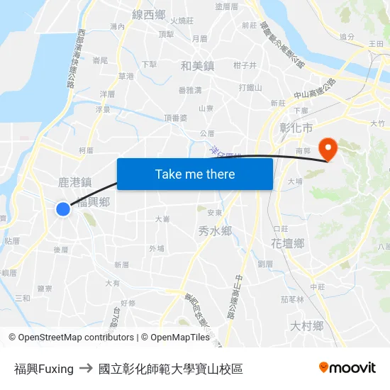 福興Fuxing to 國立彰化師範大學寶山校區 map