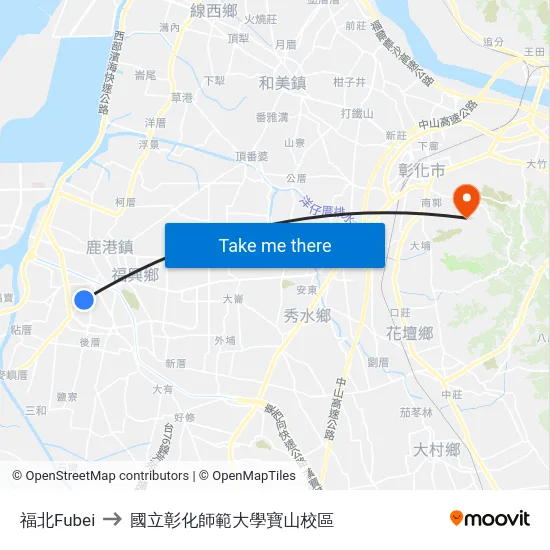 福北Fubei to 國立彰化師範大學寶山校區 map