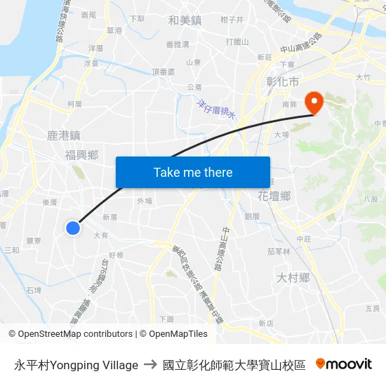 永平村Yongping Village to 國立彰化師範大學寶山校區 map