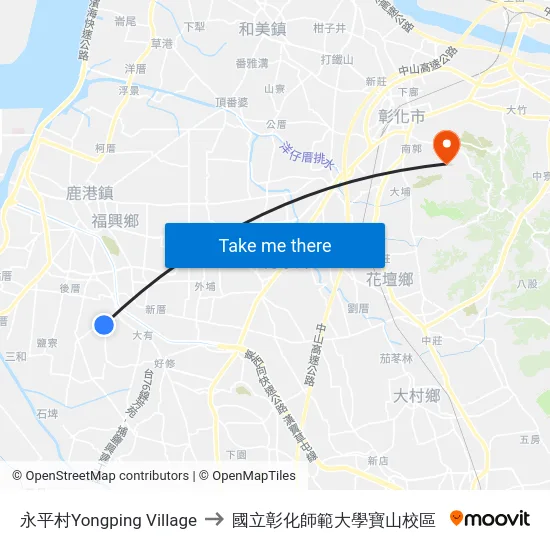 永平村Yongping Village to 國立彰化師範大學寶山校區 map