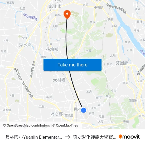 員林國小Yuanlin Elementary School to 國立彰化師範大學寶山校區 map