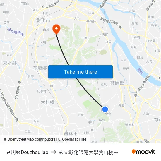 豆周寮Douzhouliao to 國立彰化師範大學寶山校區 map
