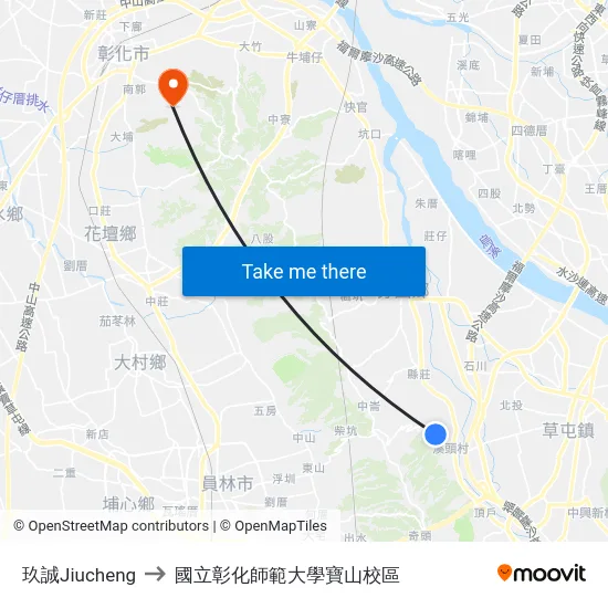 玖誠Jiucheng to 國立彰化師範大學寶山校區 map