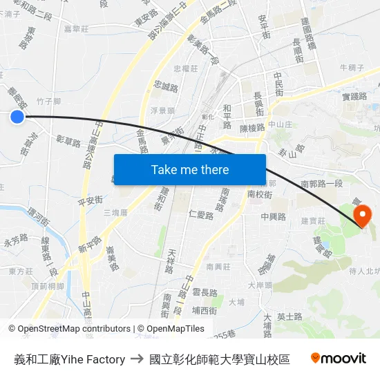 義和工廠Yihe Factory to 國立彰化師範大學寶山校區 map
