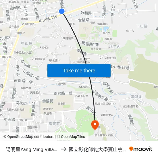 陽明里Yang Ming Village to 國立彰化師範大學寶山校區 map
