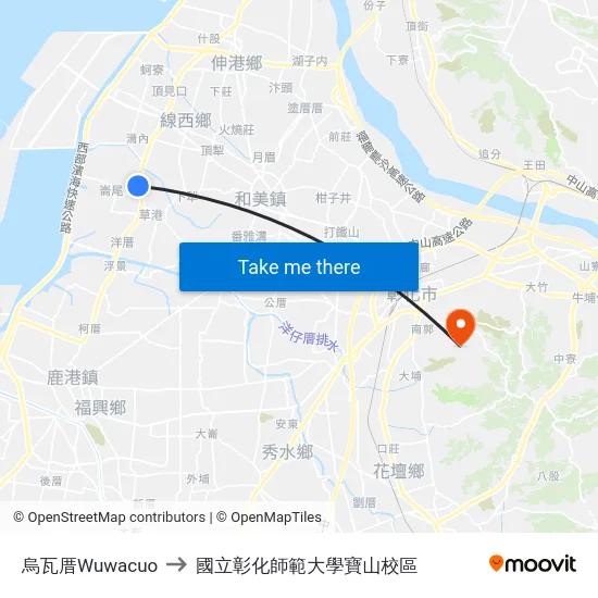 烏瓦厝Wuwacuo to 國立彰化師範大學寶山校區 map