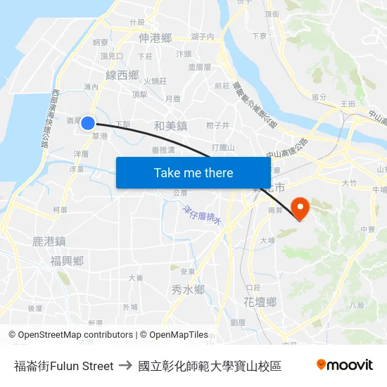 福崙街Fulun Street to 國立彰化師範大學寶山校區 map