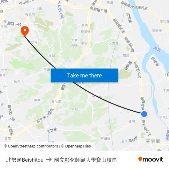 北勢頭Beishitou to 國立彰化師範大學寶山校區 map