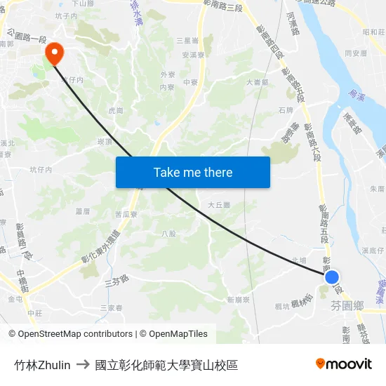 竹林Zhulin to 國立彰化師範大學寶山校區 map