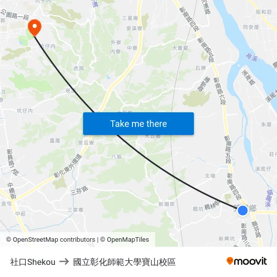 社口Shekou to 國立彰化師範大學寶山校區 map