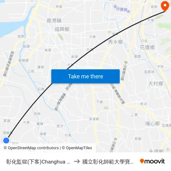 彰化監獄(下客)Changhua Prison to 國立彰化師範大學寶山校區 map