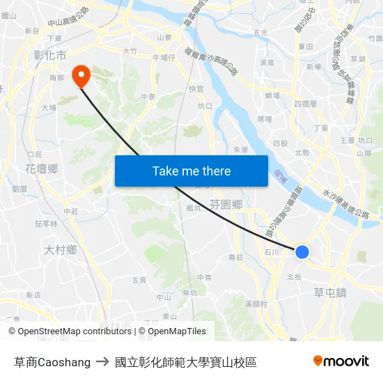 草商Caoshang to 國立彰化師範大學寶山校區 map