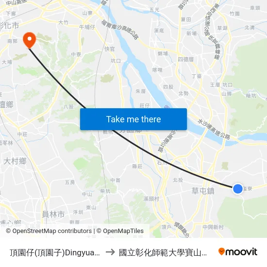 頂園仔(頂園子)Dingyuanzi to 國立彰化師範大學寶山校區 map