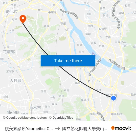 姚美輝診所Yaomeihui Clinic to 國立彰化師範大學寶山校區 map