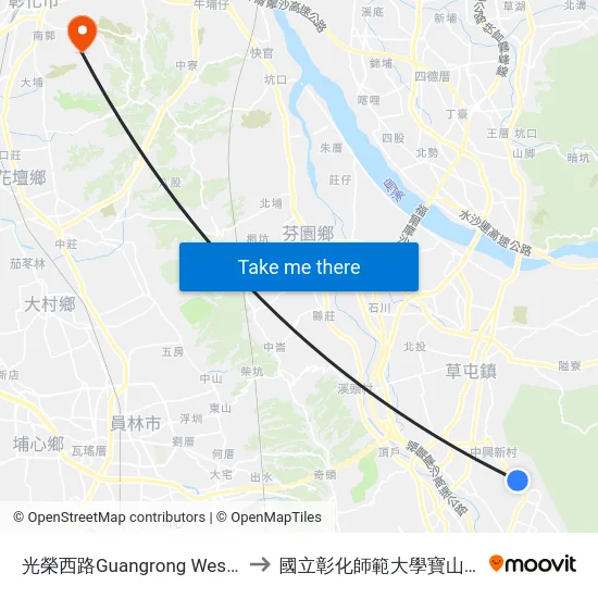 光榮西路Guangrong West Rd. to 國立彰化師範大學寶山校區 map
