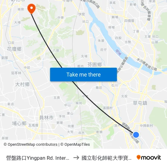 營盤路口Yingpan Rd. Intersection to 國立彰化師範大學寶山校區 map