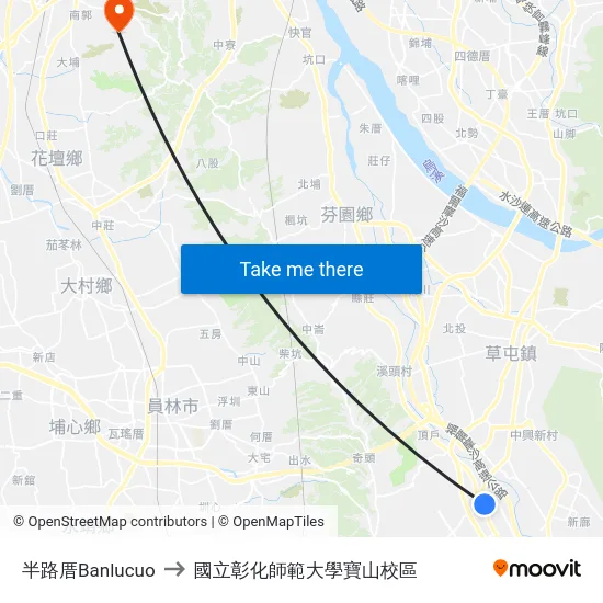 半路厝Banlucuo to 國立彰化師範大學寶山校區 map