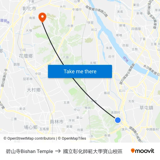 碧山寺Bishan Temple to 國立彰化師範大學寶山校區 map