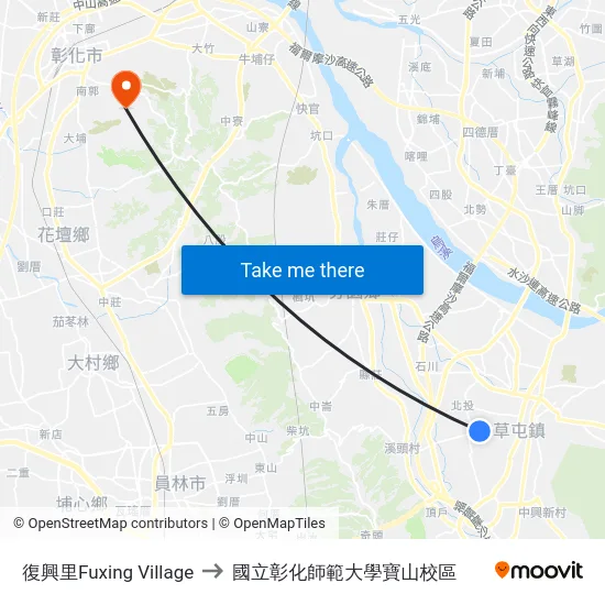復興里Fuxing Village to 國立彰化師範大學寶山校區 map