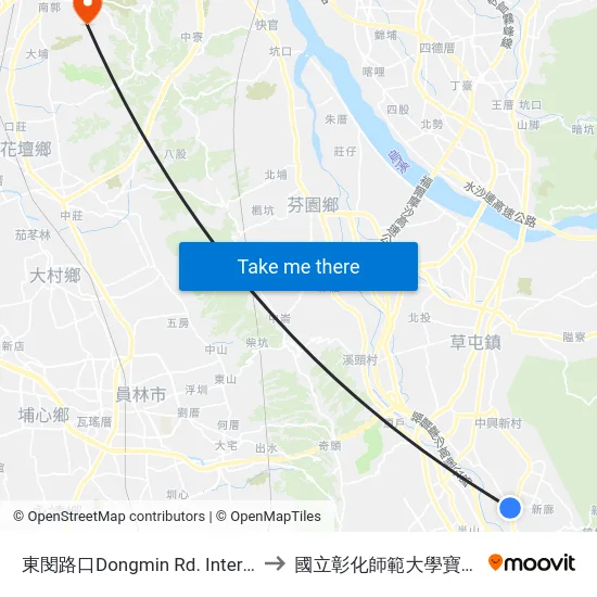 東閔路口Dongmin Rd. Intersection to 國立彰化師範大學寶山校區 map