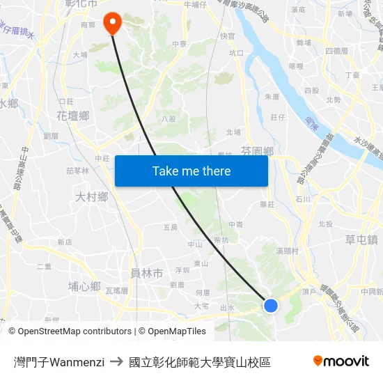 灣門子Wanmenzi to 國立彰化師範大學寶山校區 map