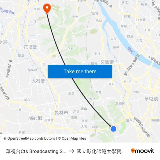 華視台Cts Broadcasting Station to 國立彰化師範大學寶山校區 map