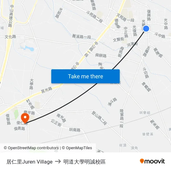 居仁里Juren Village to 明道大學明誠校區 map