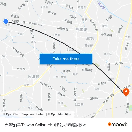 台灣酒窖Taiwan Cellar to 明道大學明誠校區 map